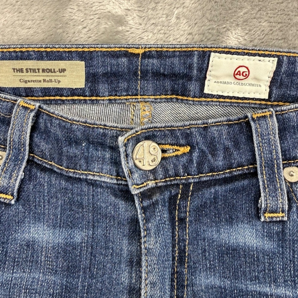 AG Adriano Goldschmied Stilt Roll-Up Cigarette Capri Blue Distressed Size 30 Y2K - Picture 3 of 16